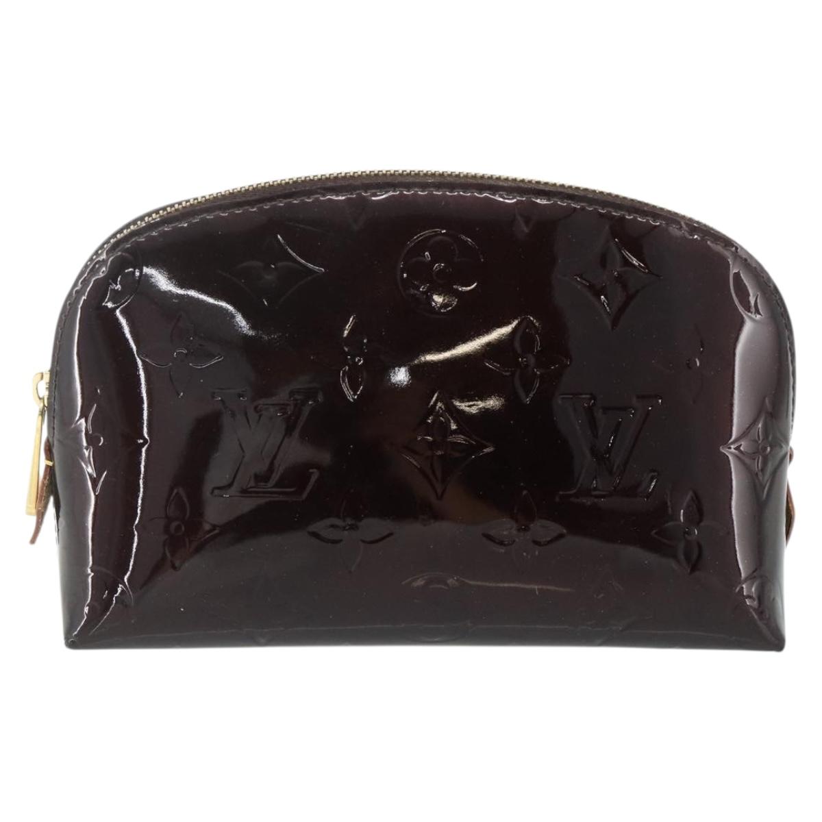 LOUIS VUITTON Vernis Pochette Cosmetic PM Pouch Amarante M91495 LV Auth 177298