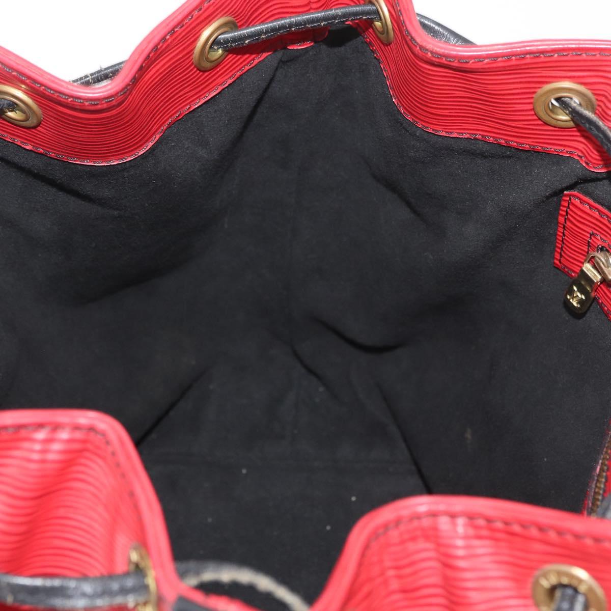 LOUIS VUITTON Epi Petit Noe Shoulder Bag Bicolor Black Red M44172 Auth 177306A