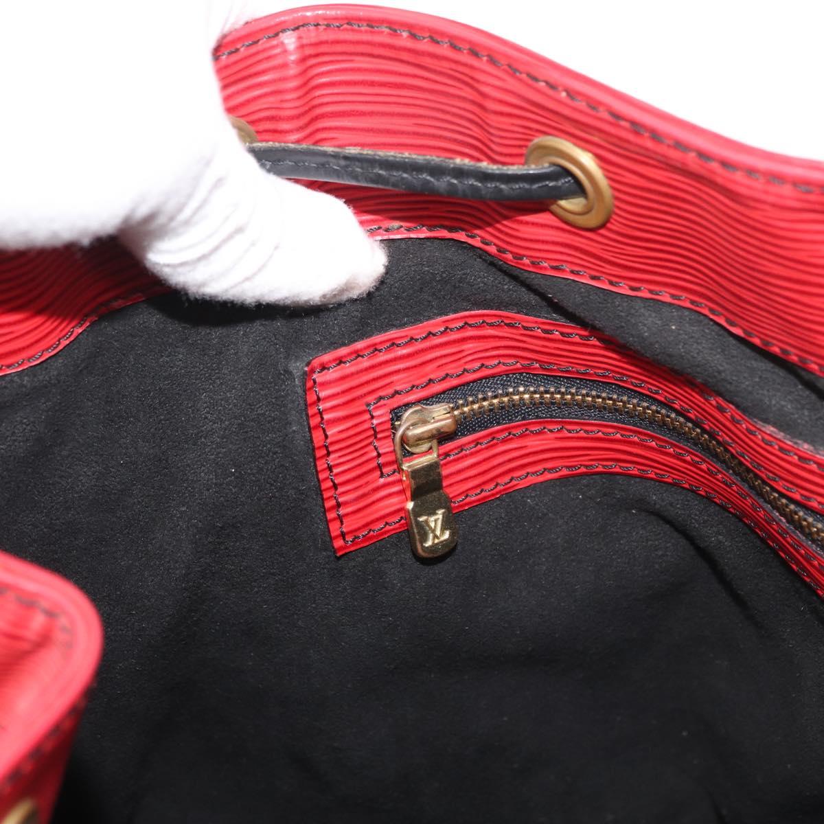 LOUIS VUITTON Epi Petit Noe Shoulder Bag Bicolor Black Red M44172 Auth 177306A