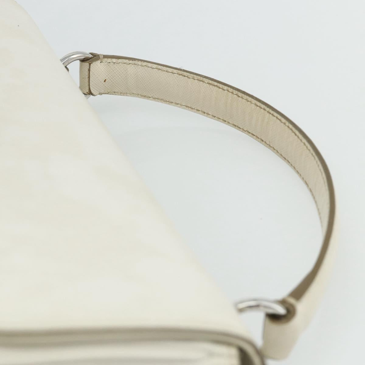 Salvatore Ferragamo Gancini Hand Bag Leather White Silver Auth 177310A