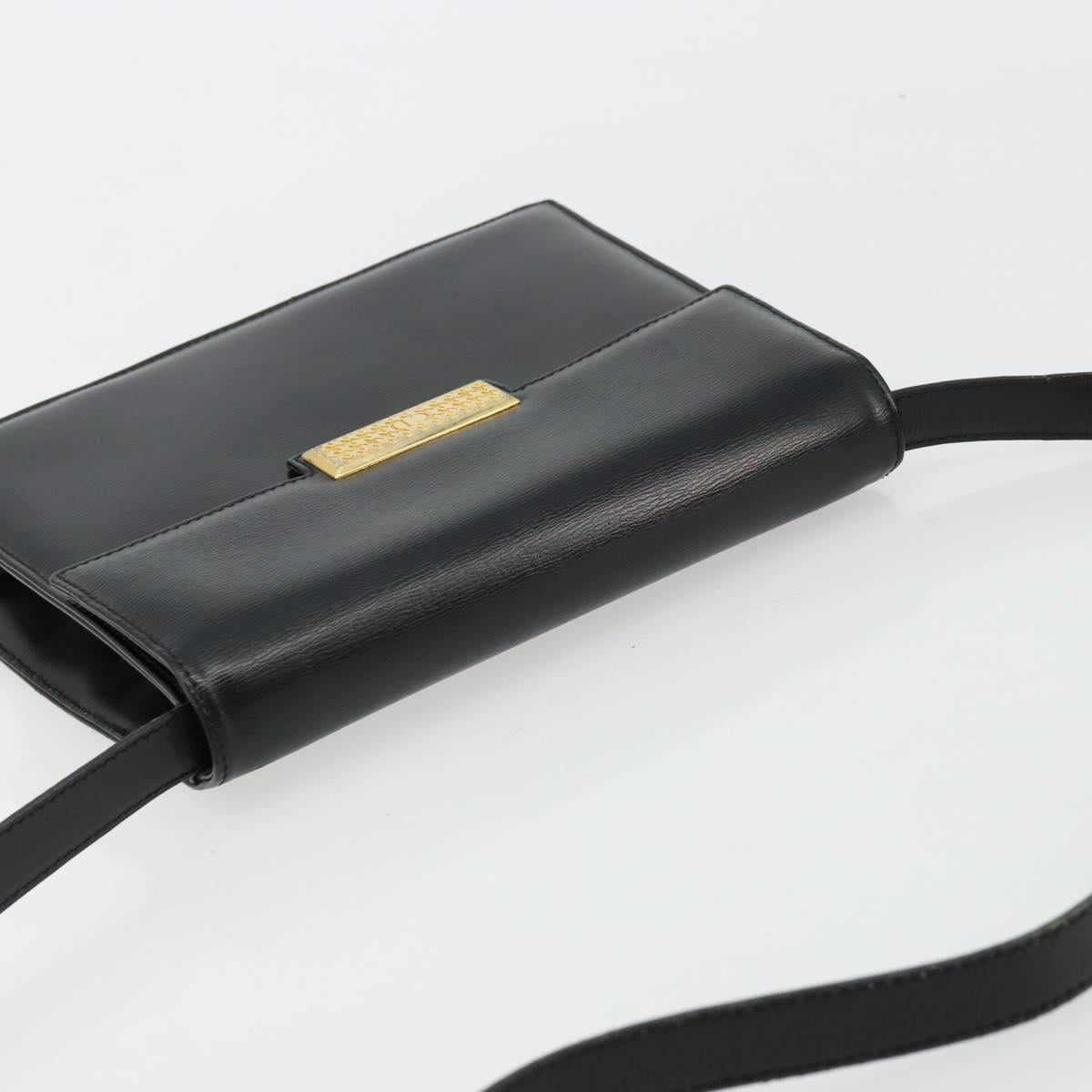 Christian Dior Shoulder Bag Leather Black Gold Auth 177312
