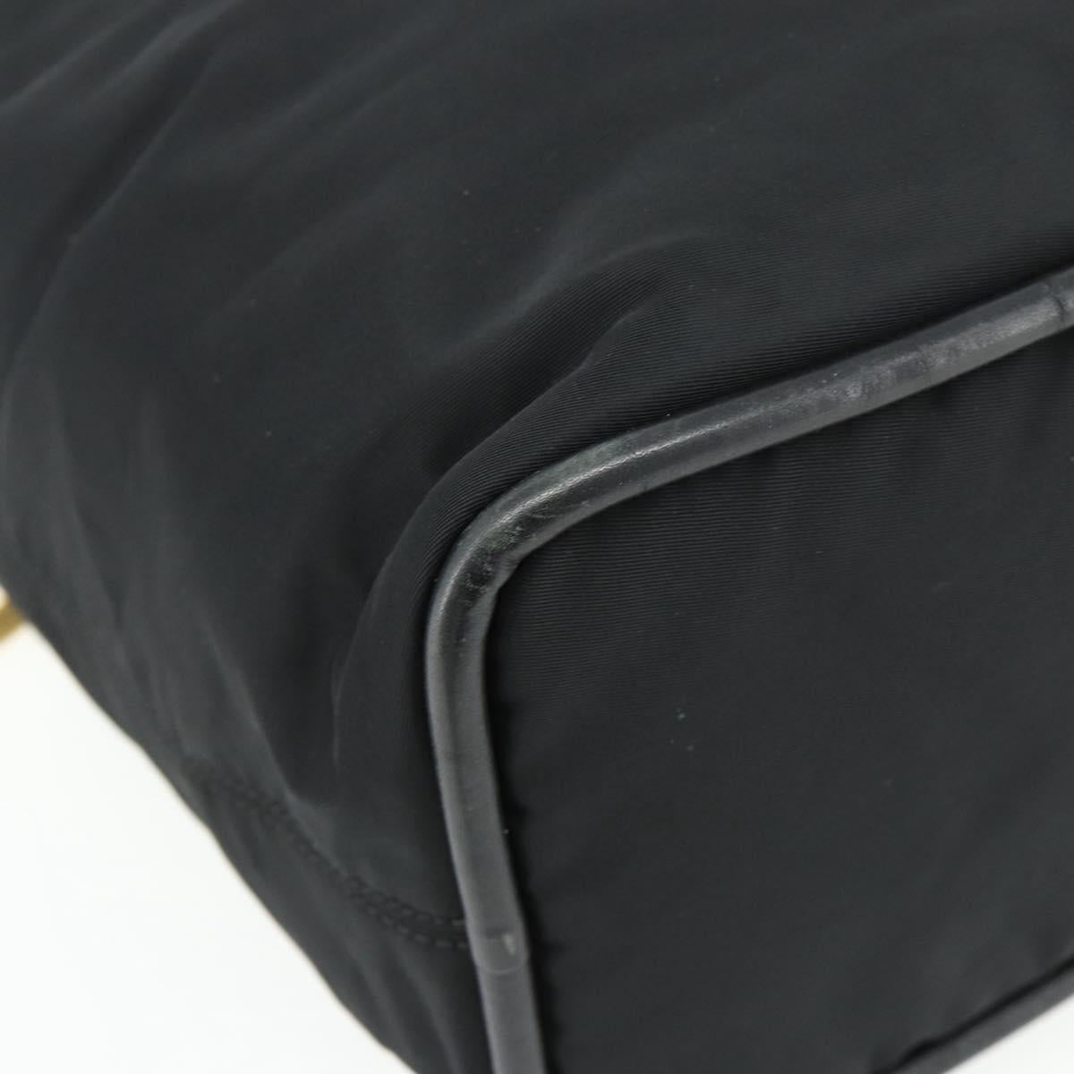 CELINE Circle Hand Bag Nylon Black Gold Auth 177318A