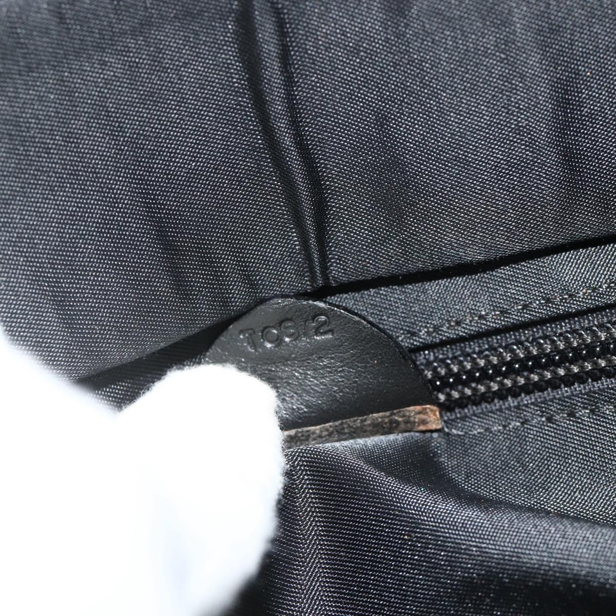 CELINE Circle Hand Bag Nylon Black Gold Auth 177318A
