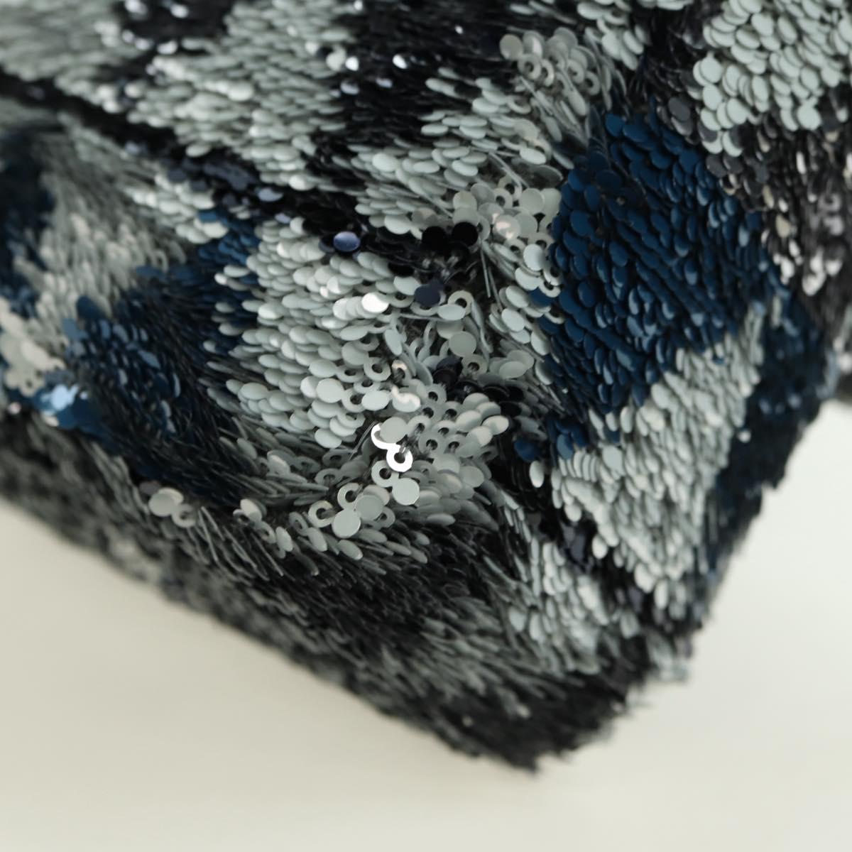 CHANEL Matelasse Chain Shoulder Bag Sequin Gray Silver CC Auth 177320SM
