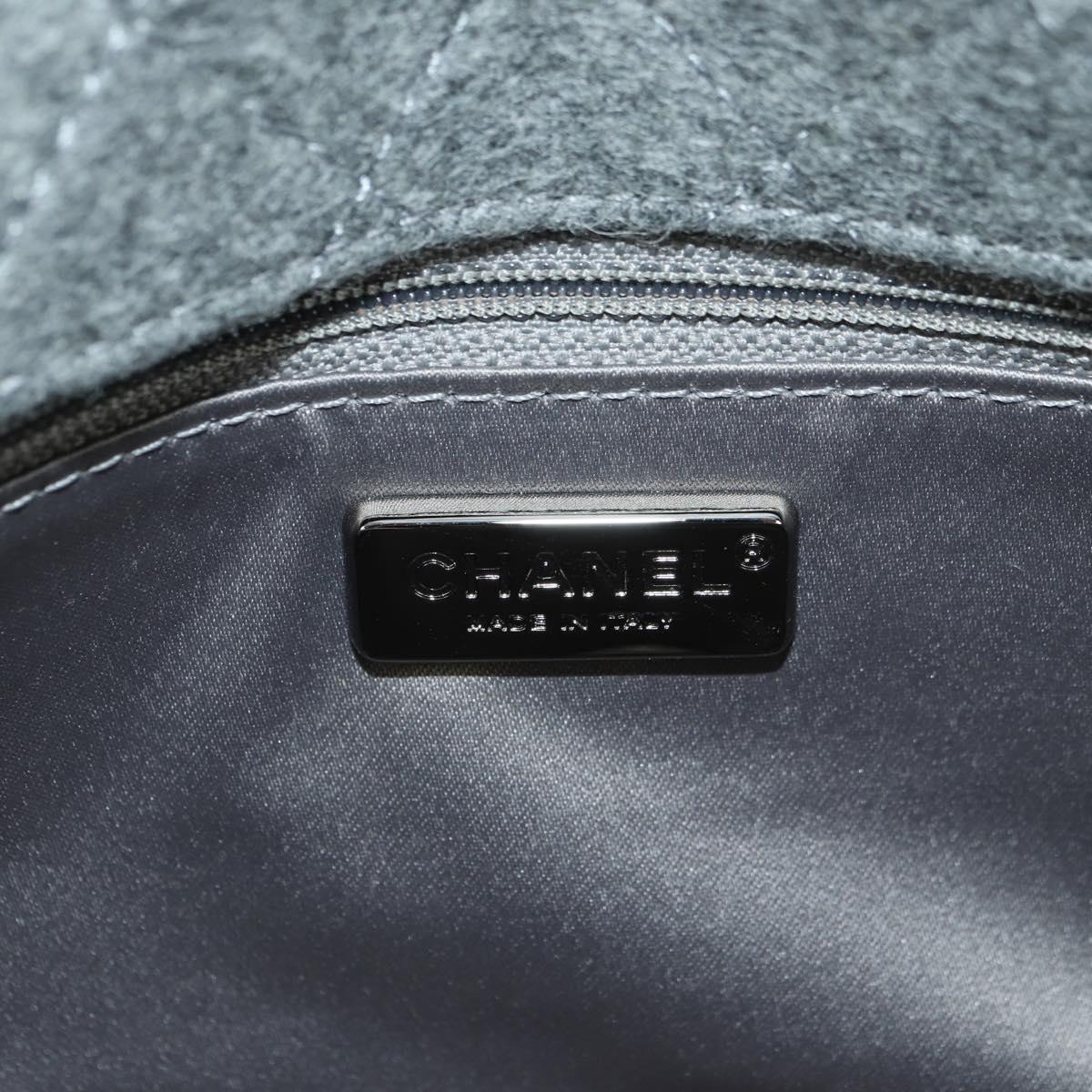 CHANEL Matelasse Chain Shoulder Bag Sequin Gray Silver CC Auth 177320SM