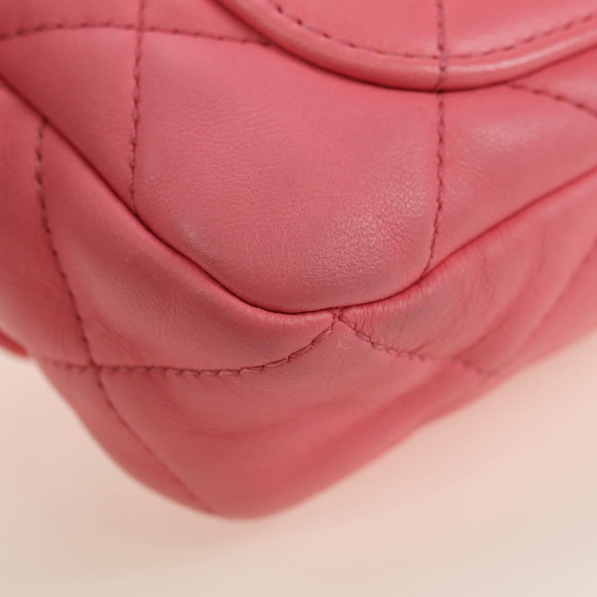 CHANEL Matelasse Chain Shoulder Bag Lamb Skin Pink Gold CC Auth 177321SAM