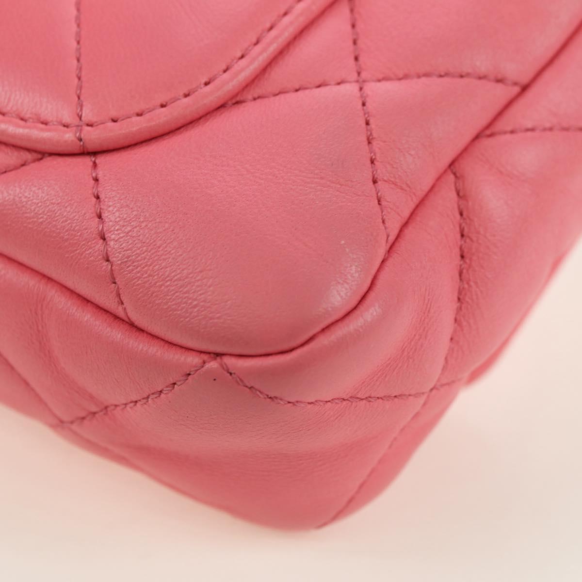 CHANEL Matelasse Chain Shoulder Bag Lamb Skin Pink Gold CC Auth 177321SAM