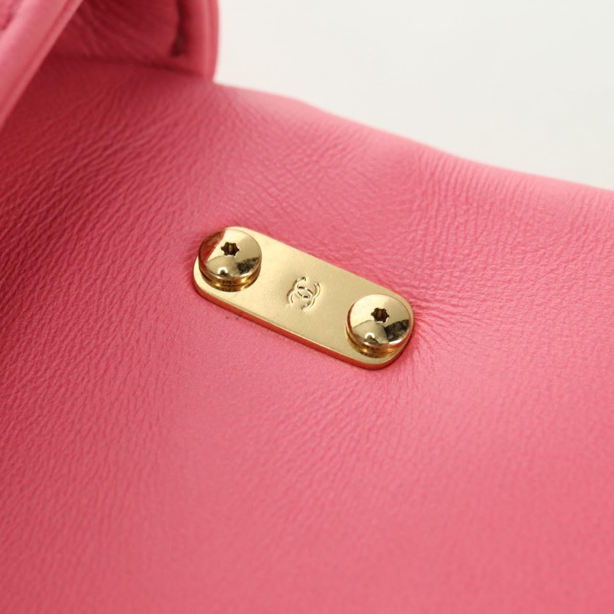 CHANEL Matelasse Chain Shoulder Bag Lamb Skin Pink Gold CC Auth 177321SAM