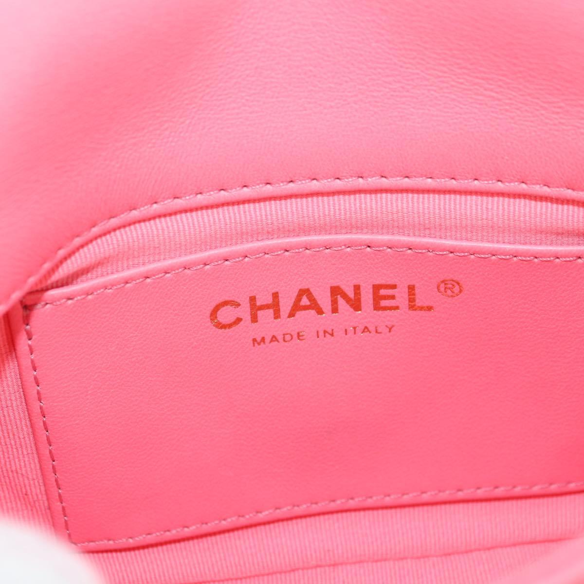 CHANEL Matelasse Chain Shoulder Bag Lamb Skin Pink Gold CC Auth 177321SAM