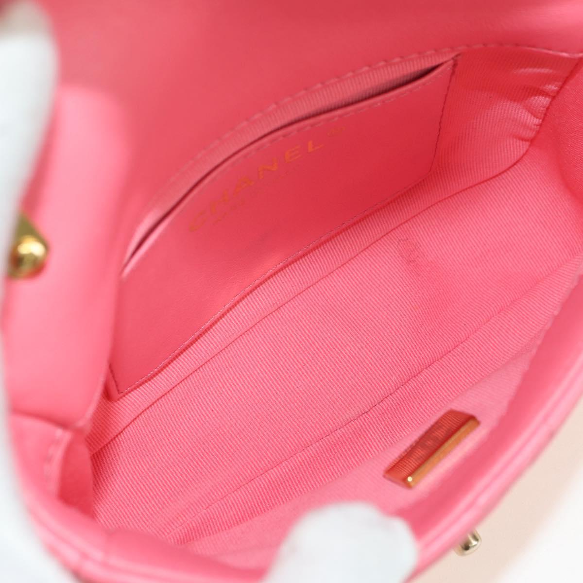 CHANEL Matelasse Chain Shoulder Bag Lamb Skin Pink Gold CC Auth 177321SAM