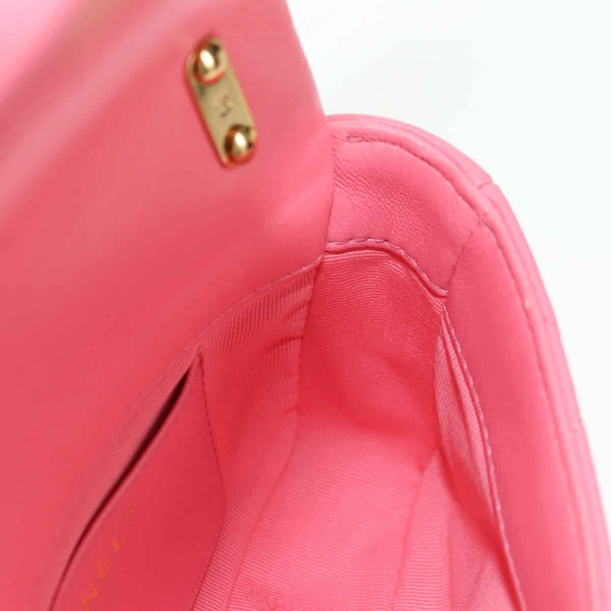 CHANEL Matelasse Chain Shoulder Bag Lamb Skin Pink Gold CC Auth 177321SAM
