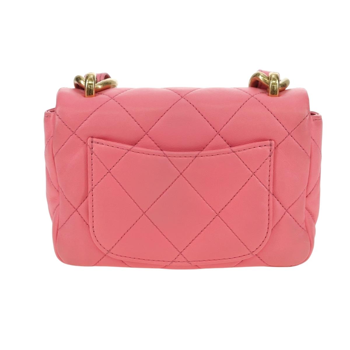 CHANEL Matelasse Chain Shoulder Bag Lamb Skin Pink Gold CC Auth 177321SAM