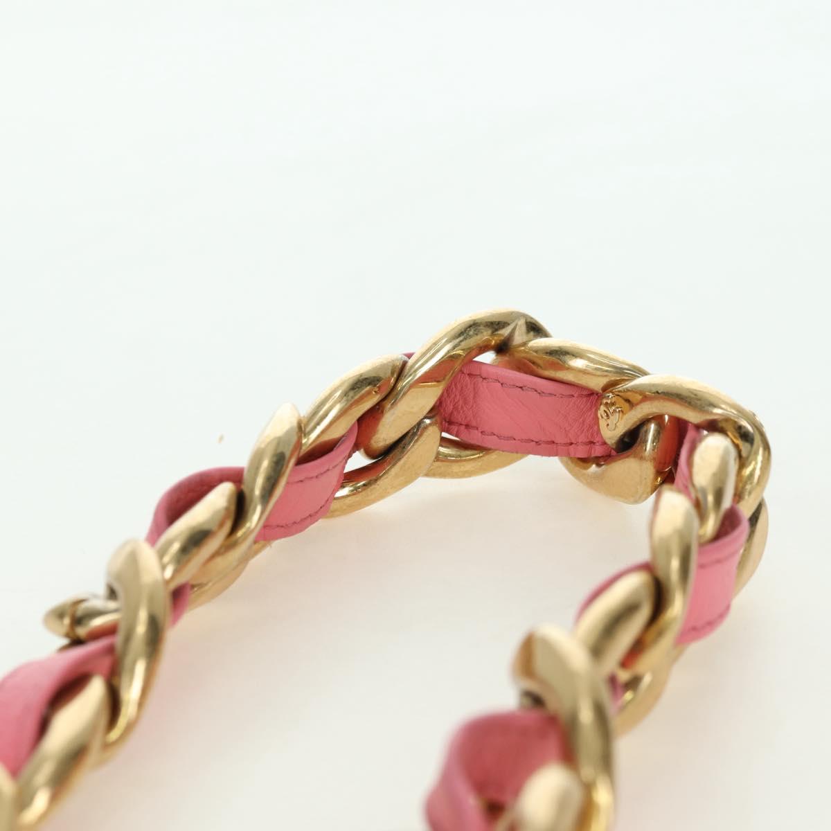 CHANEL Matelasse Chain Shoulder Bag Lamb Skin Pink Gold CC Auth 177321SAM