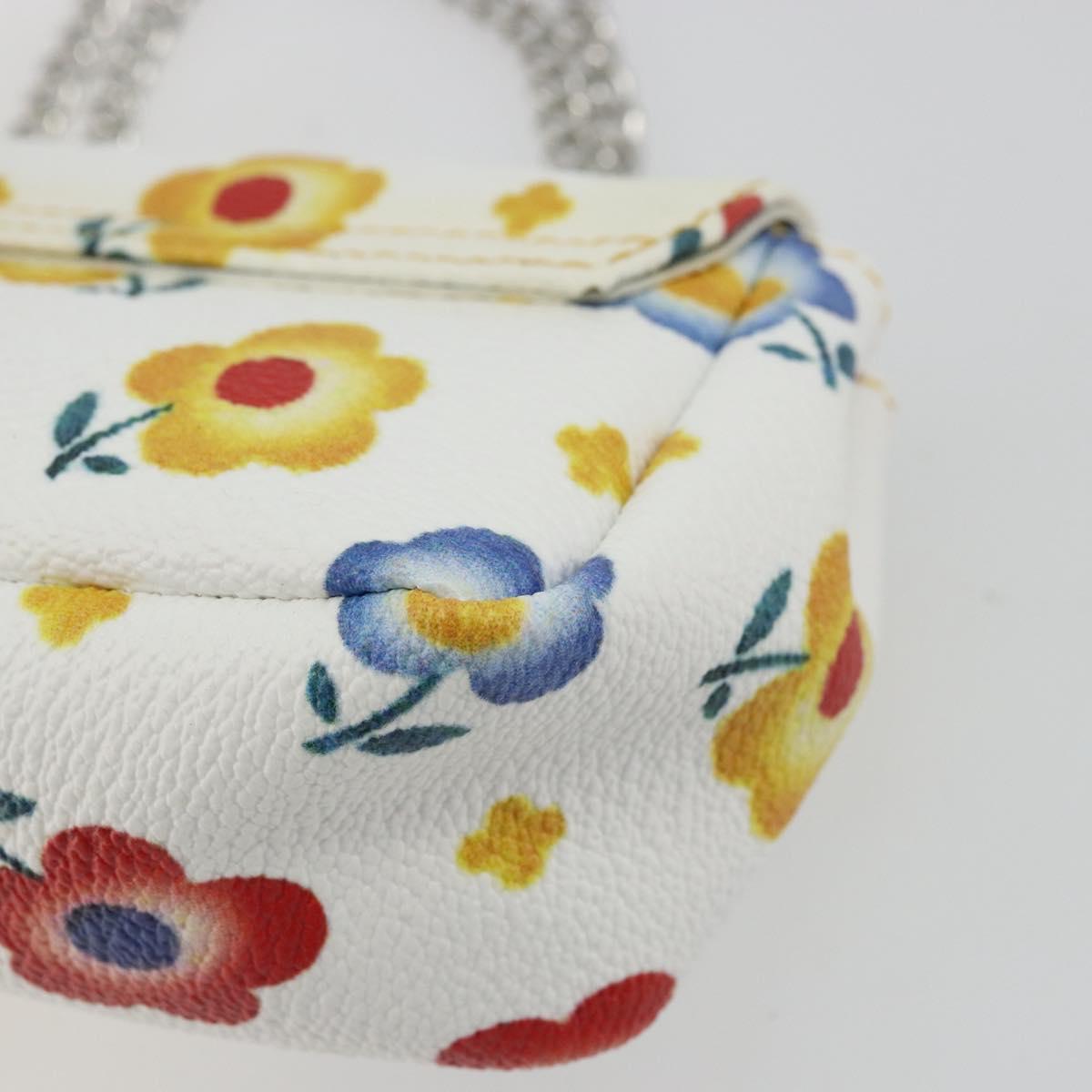 Vivienne Westwood Chain Shoulder Bag Leather White Silver Auth 177327A
