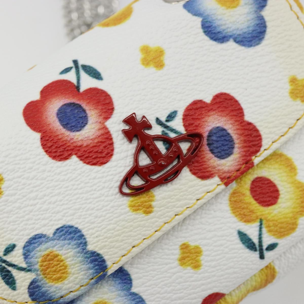 Vivienne Westwood Chain Shoulder Bag Leather White Silver Auth 177327A