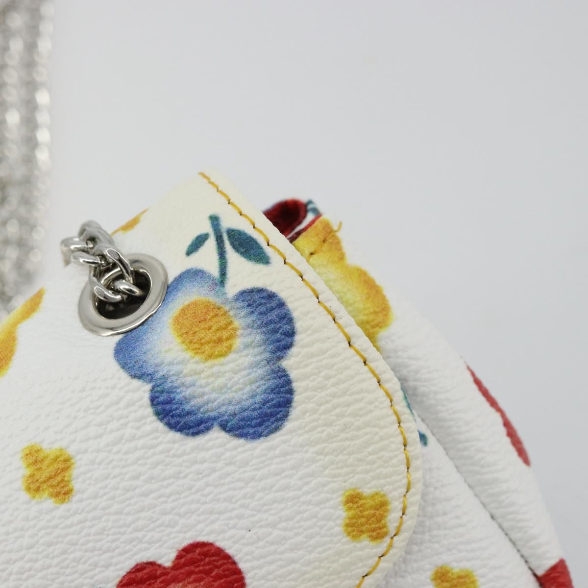 Vivienne Westwood Chain Shoulder Bag Leather White Silver Auth 177327A