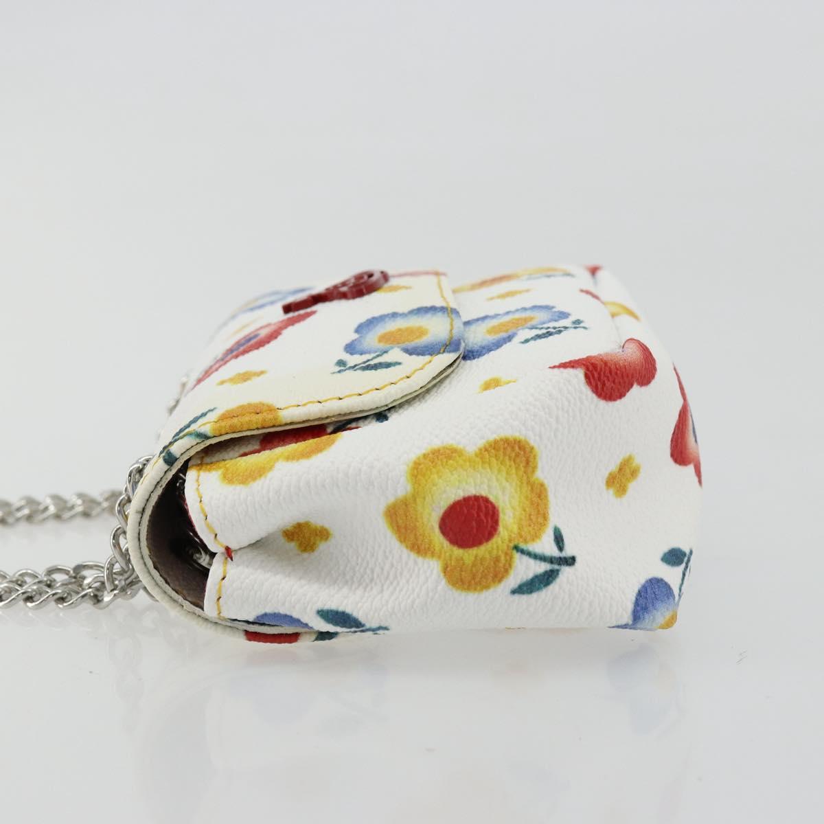 Vivienne Westwood Chain Shoulder Bag Leather White Silver Auth 177327A