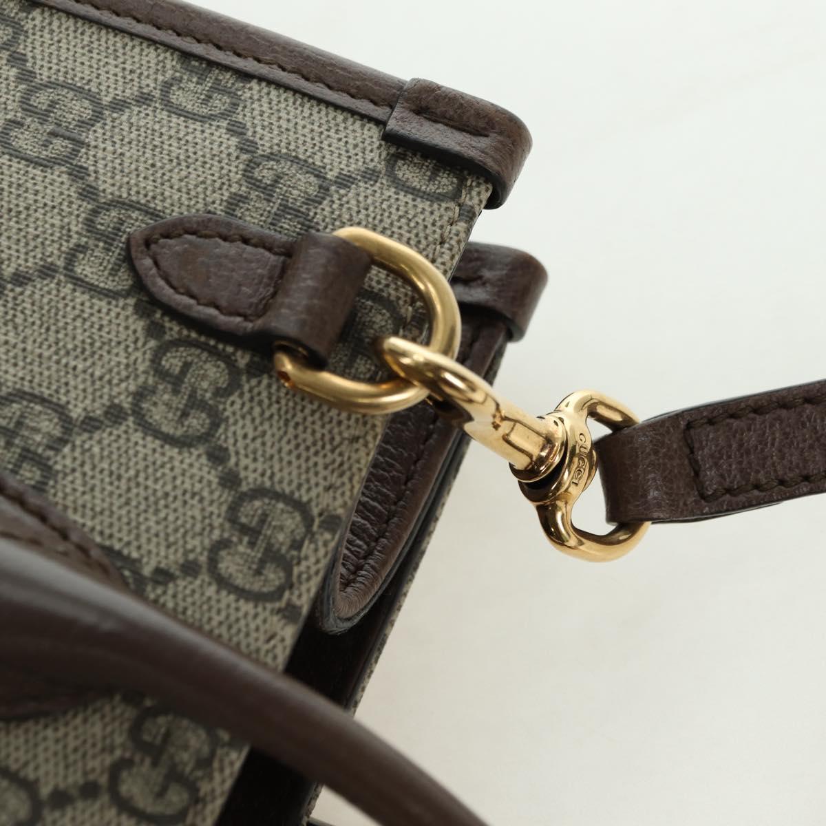 GUCCI GG Supreme Donald duck Hand Bag PVC 2way Beige Gold 648134 Auth 177329M