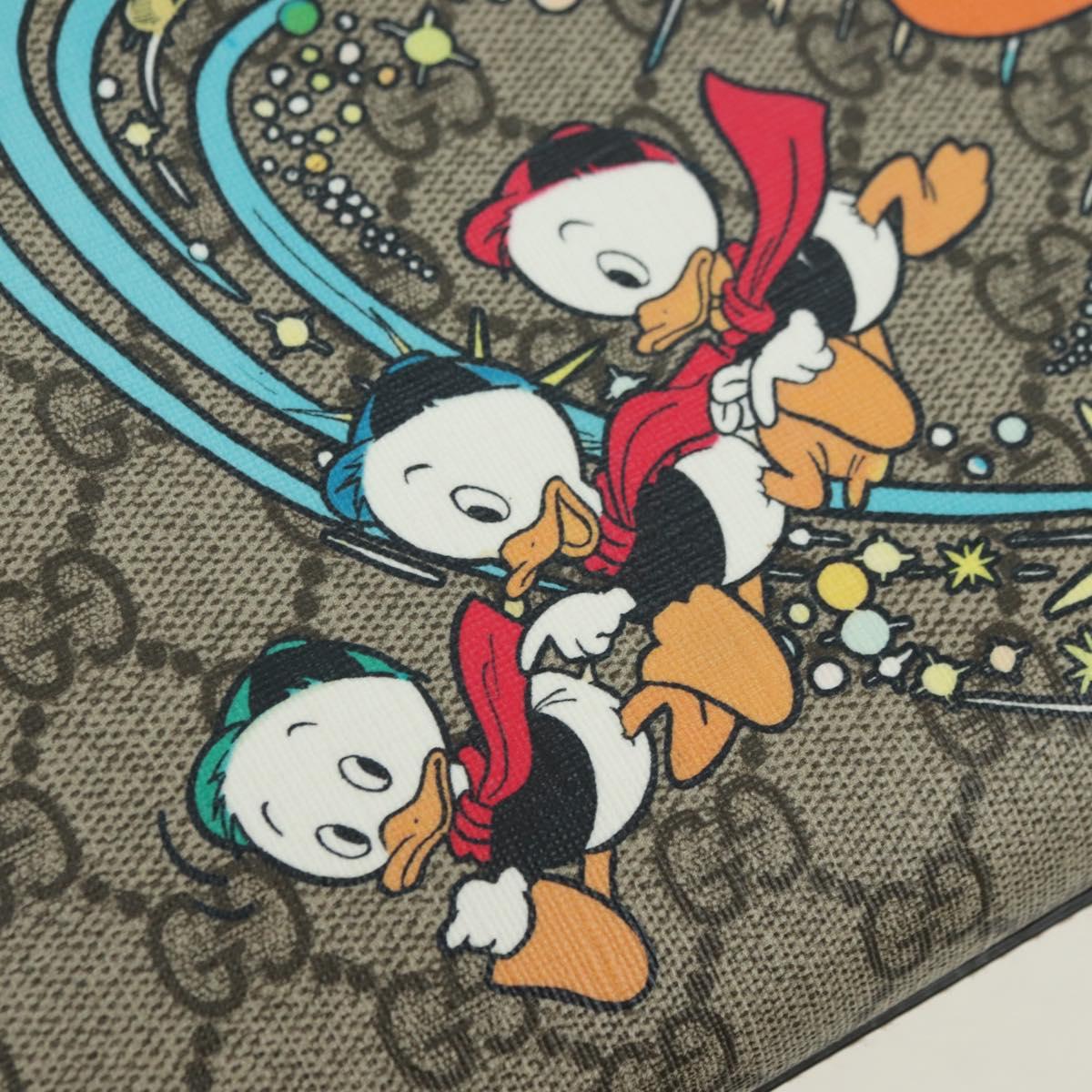 GUCCI GG Supreme Donald duck Hand Bag PVC 2way Beige Gold 648134 Auth 177329M