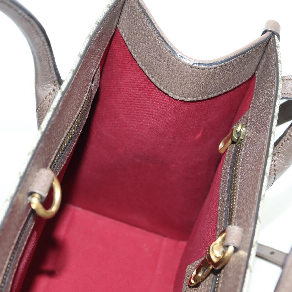 GUCCI GG Supreme Donald duck Hand Bag PVC 2way Beige Gold 648134 Auth 177329M