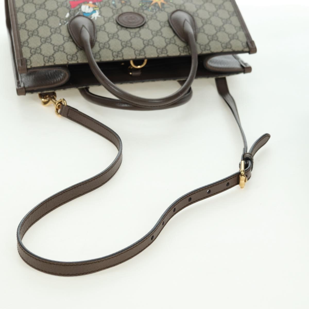 GUCCI GG Supreme Donald duck Hand Bag PVC 2way Beige Gold 648134 Auth 177329M
