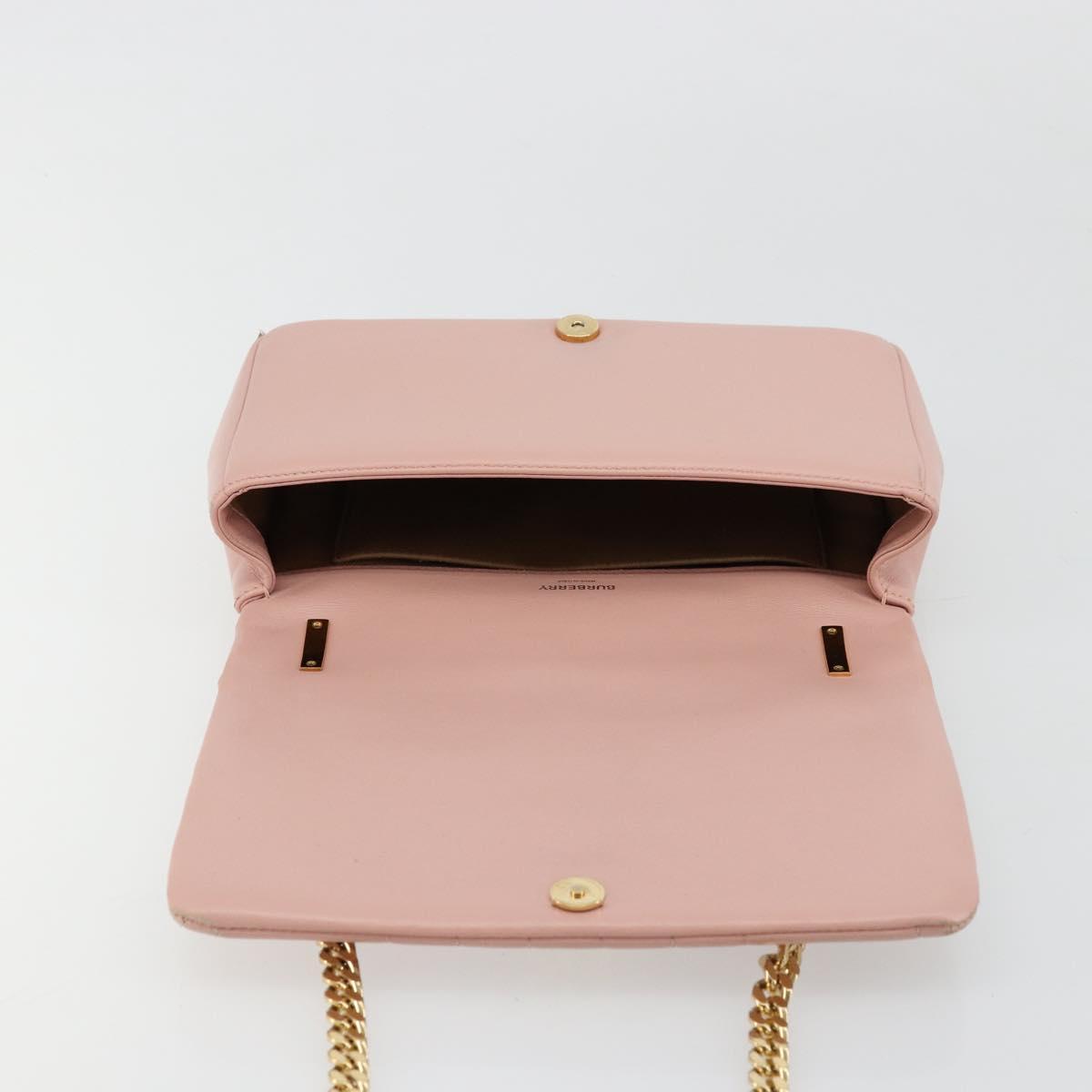 BURBERRY Chain Shoulder Bag Leather Pink Gold Auth 177331A