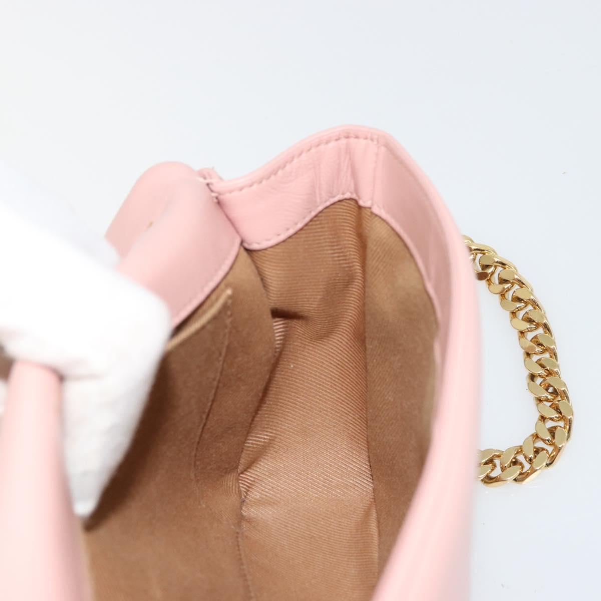 BURBERRY Chain Shoulder Bag Leather Pink Gold Auth 177331A