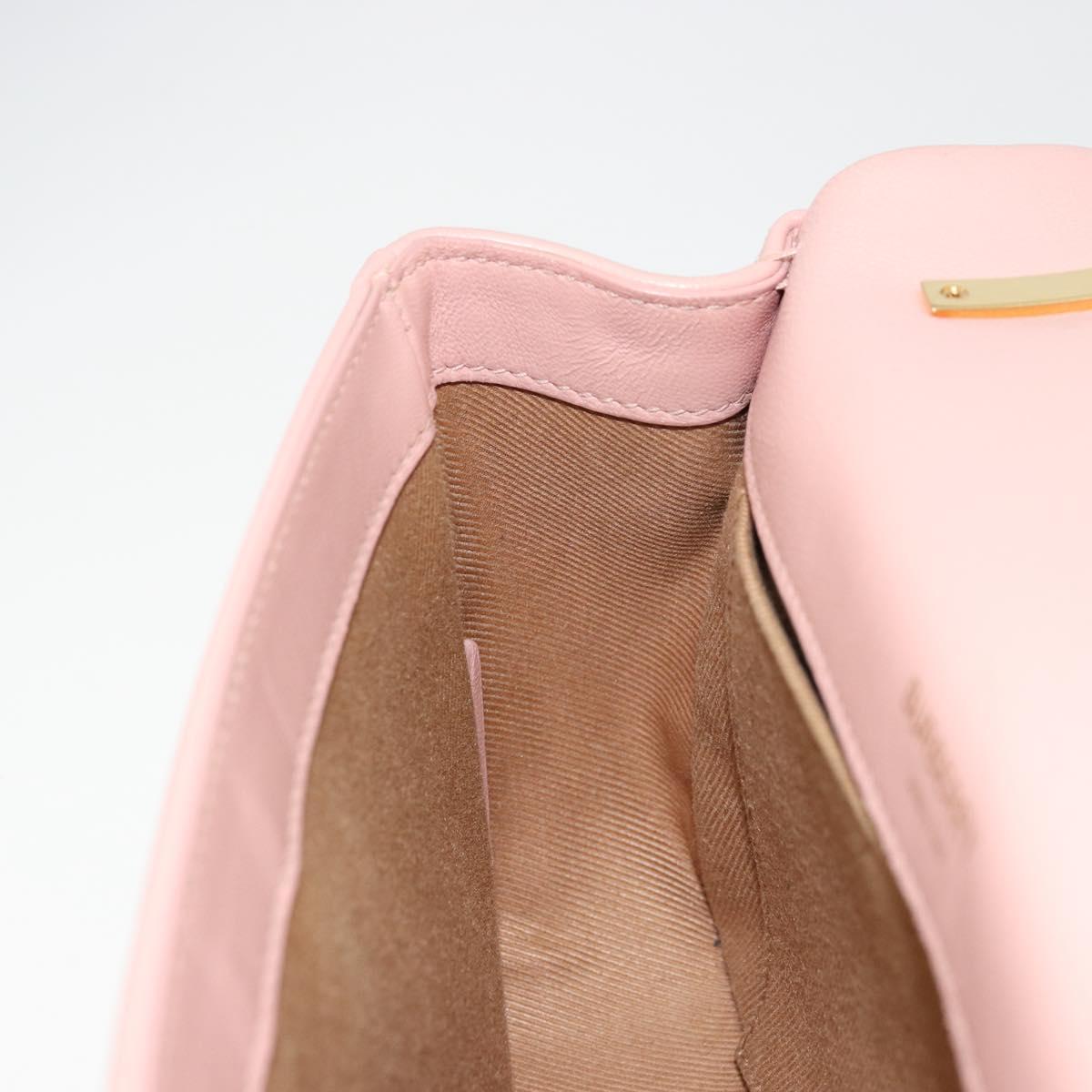 BURBERRY Chain Shoulder Bag Leather Pink Gold Auth 177331A
