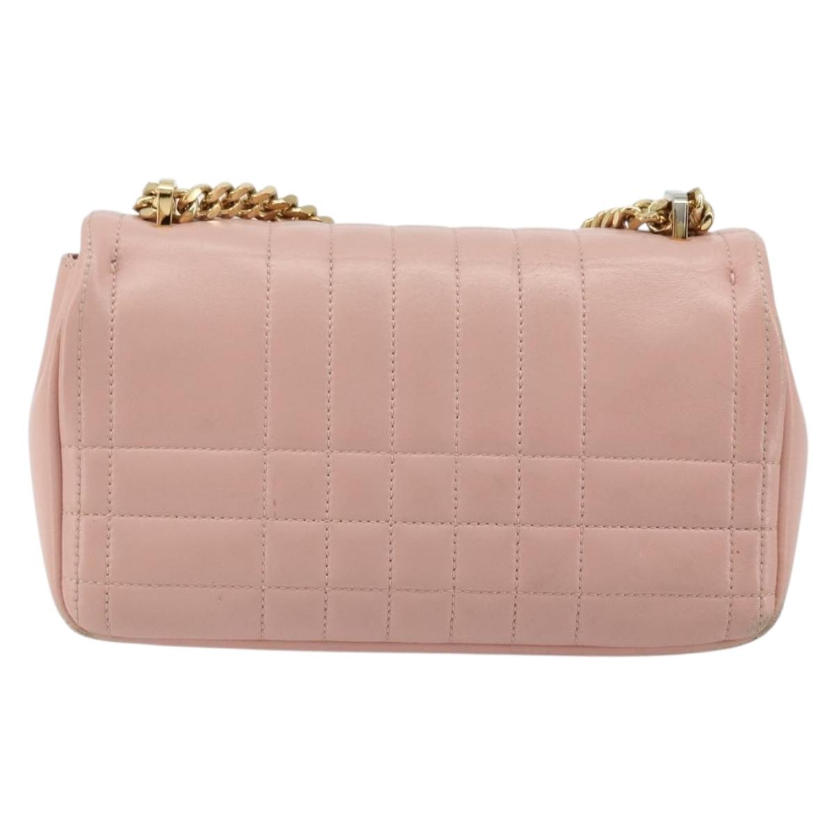 BURBERRY Chain Shoulder Bag Leather Pink Gold Auth 177331A