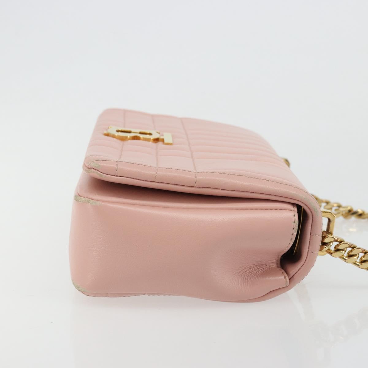 BURBERRY Chain Shoulder Bag Leather Pink Gold Auth 177331A