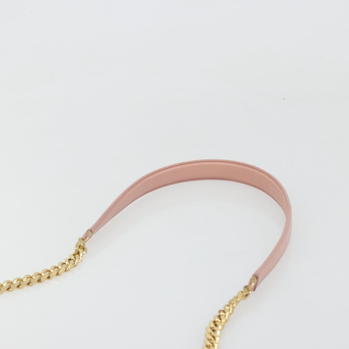 BURBERRY Chain Shoulder Bag Leather Pink Gold Auth 177331A