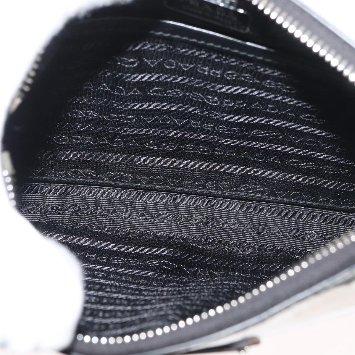 PRADA Shoulder Bag Patent leather Silver Auth 177333A
