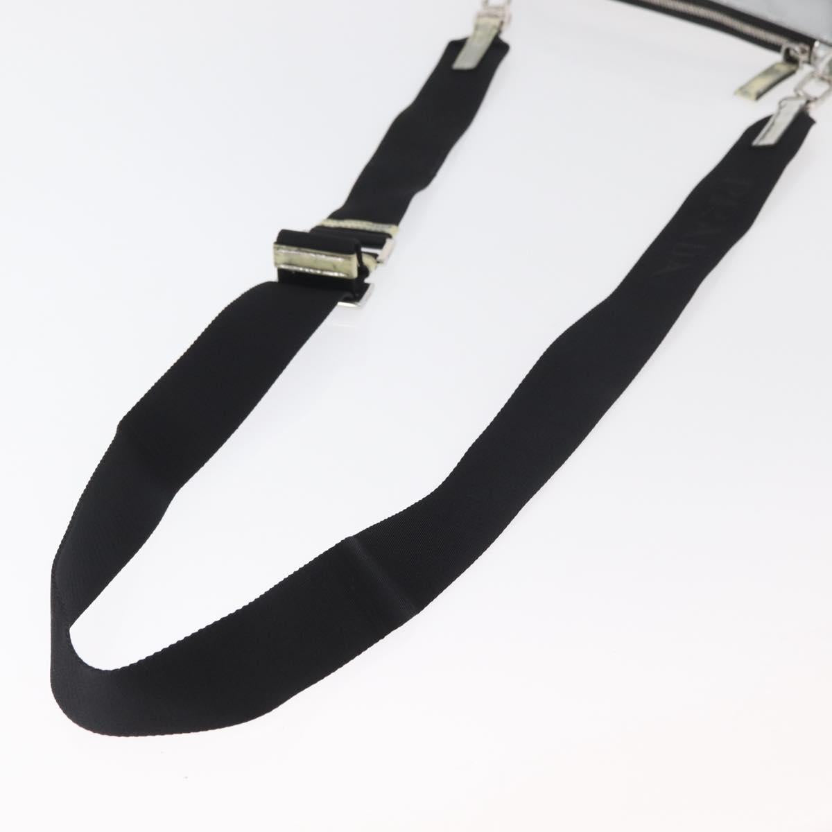 PRADA Shoulder Bag Patent leather Silver Auth 177333A