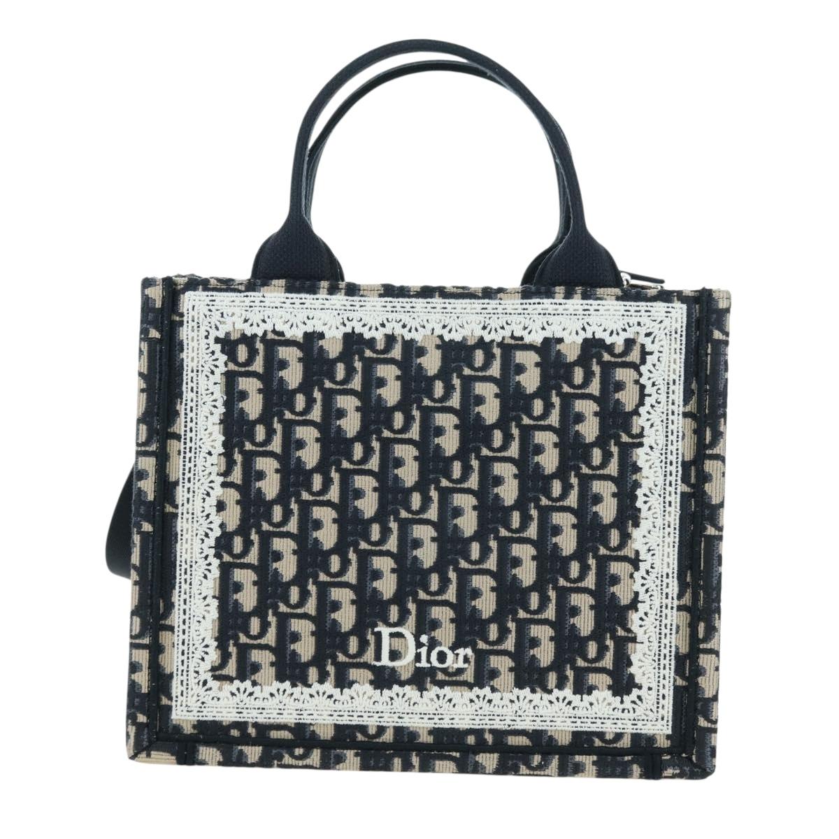 Christian Dior Trotter Canvas Oblique Book Hand Bag 2way Navy Auth 177334SAM