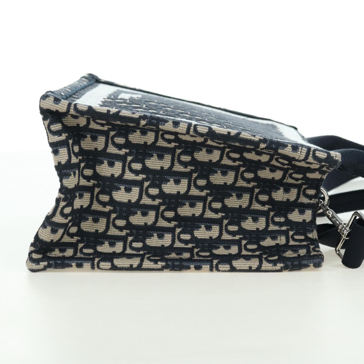 Christian Dior Trotter Canvas Oblique Book Hand Bag 2way Navy Auth 177334SAM