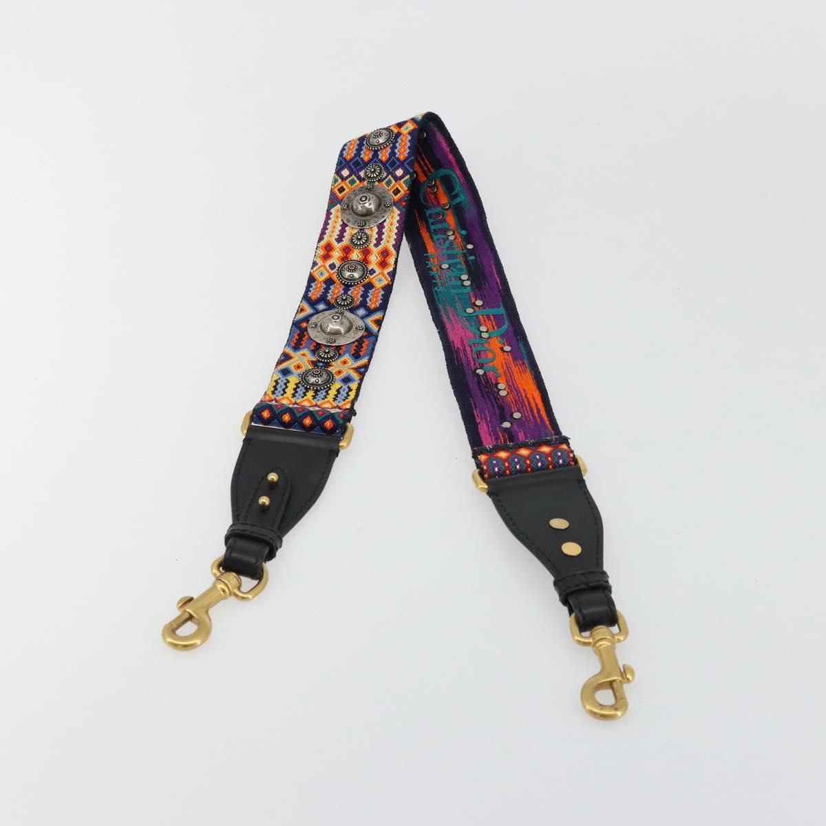 Christian Dior Shoulder Strap Canvas 36.6"" Multicolor Gold Auth 177341A