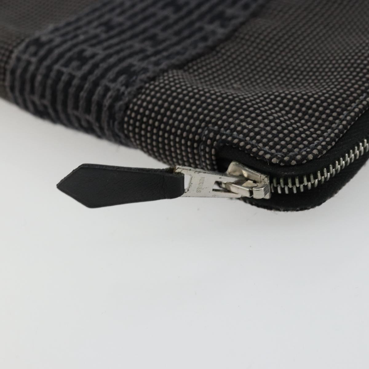 HERMES Agenda Her Line Day Planner Cover Canvas Black Silver Auth 177350