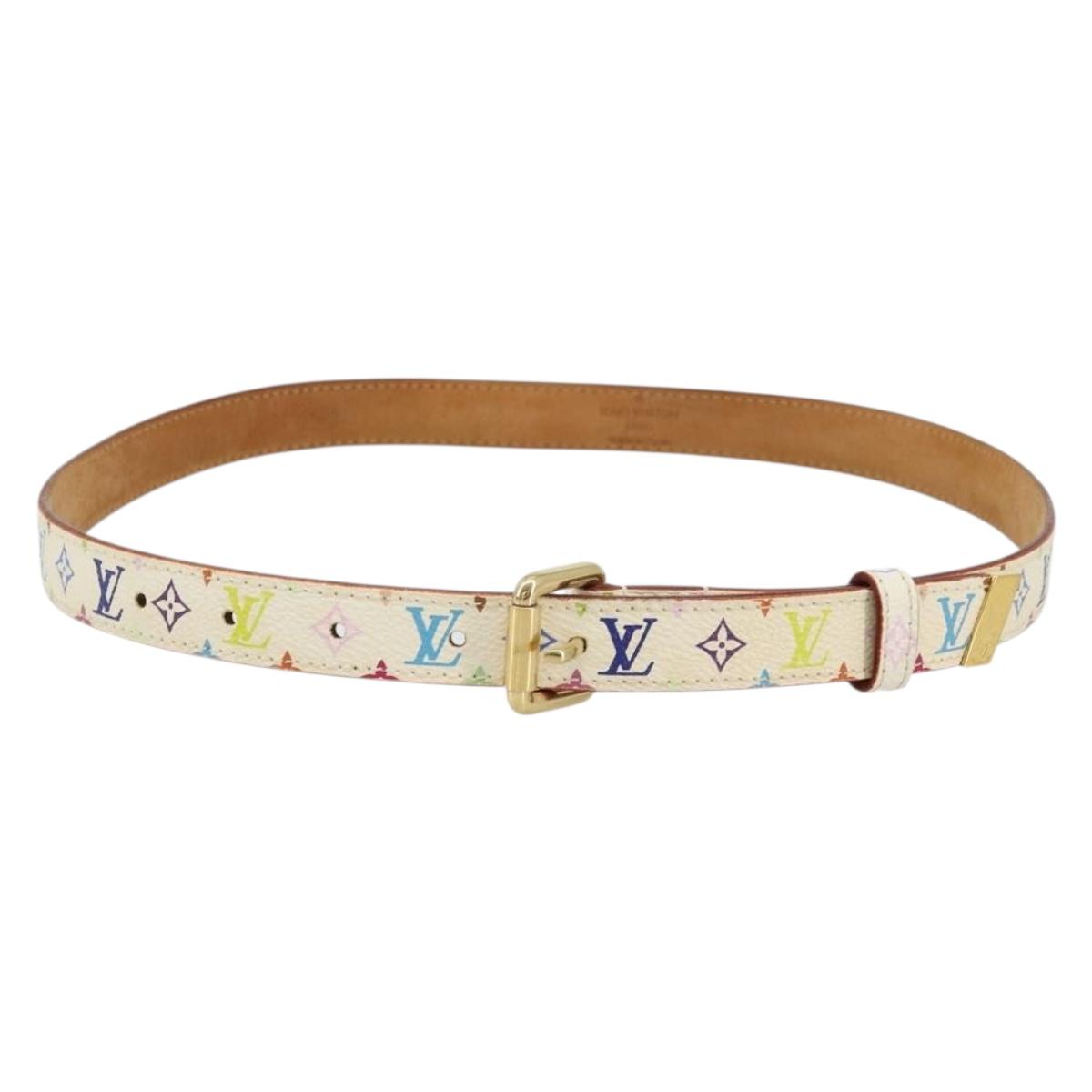 LOUIS VUITTON Multicolor Ceinture LV Belt White LV Auth 177354A