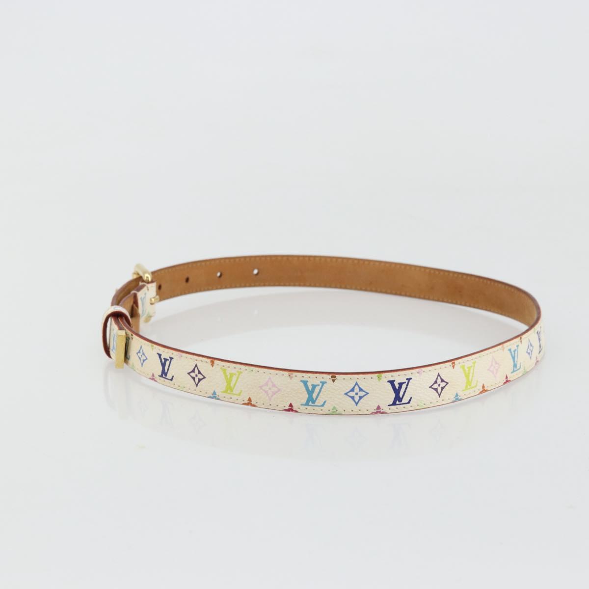 LOUIS VUITTON Multicolor Ceinture LV Belt White LV Auth 177354A