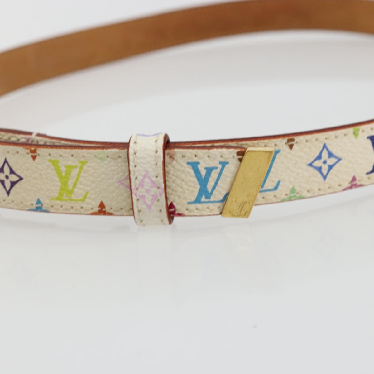 LOUIS VUITTON Multicolor Ceinture LV Belt White LV Auth 177354A