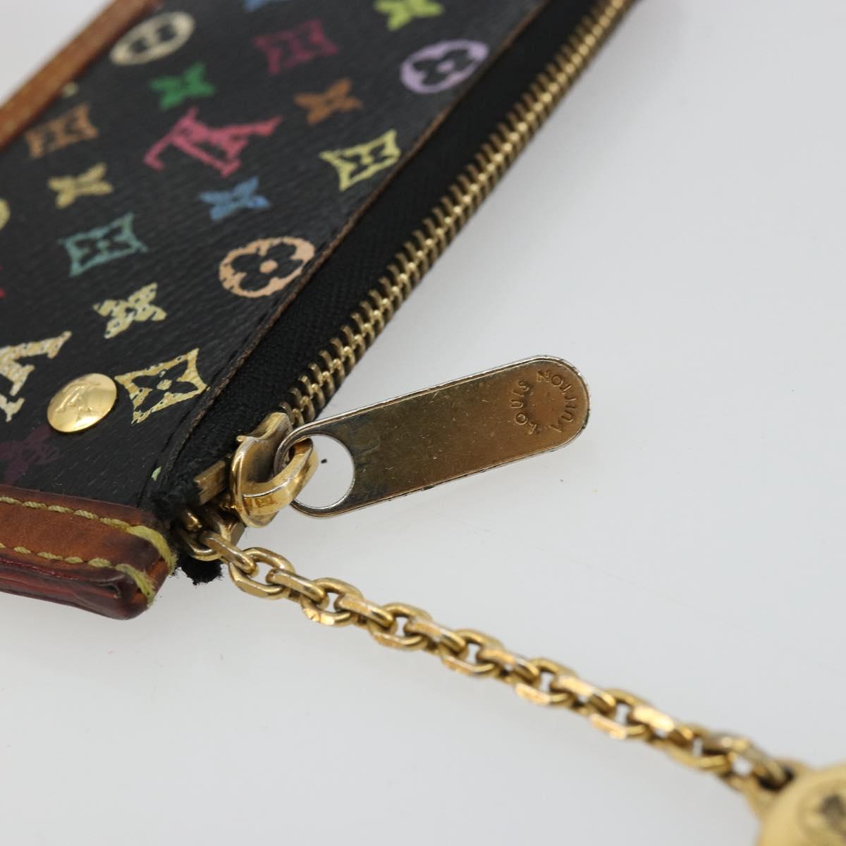 LOUIS VUITTON Monogram Multicolor Pochette Cles Purse Black M13664 Auth 177361