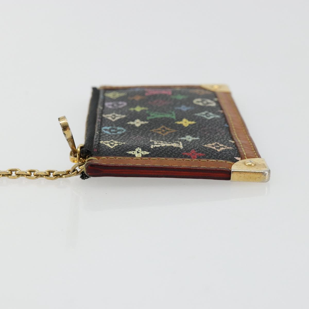 LOUIS VUITTON Monogram Multicolor Pochette Cles Purse Black M13664 Auth 177361