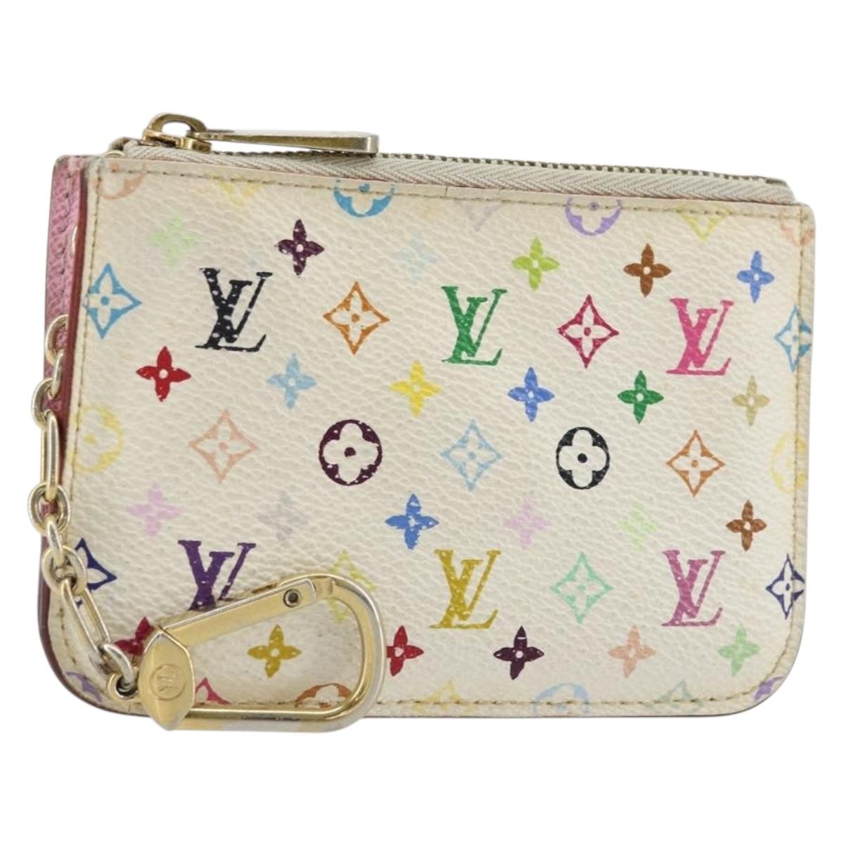 LOUIS VUITTON Multicolor Pochette Cles NM Purse White M93734 Auth 177362