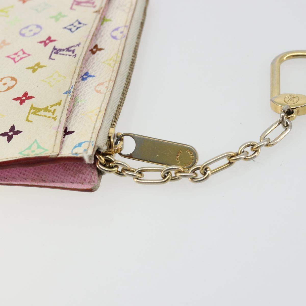 LOUIS VUITTON Multicolor Pochette Cles NM Purse White M93734 Auth 177362