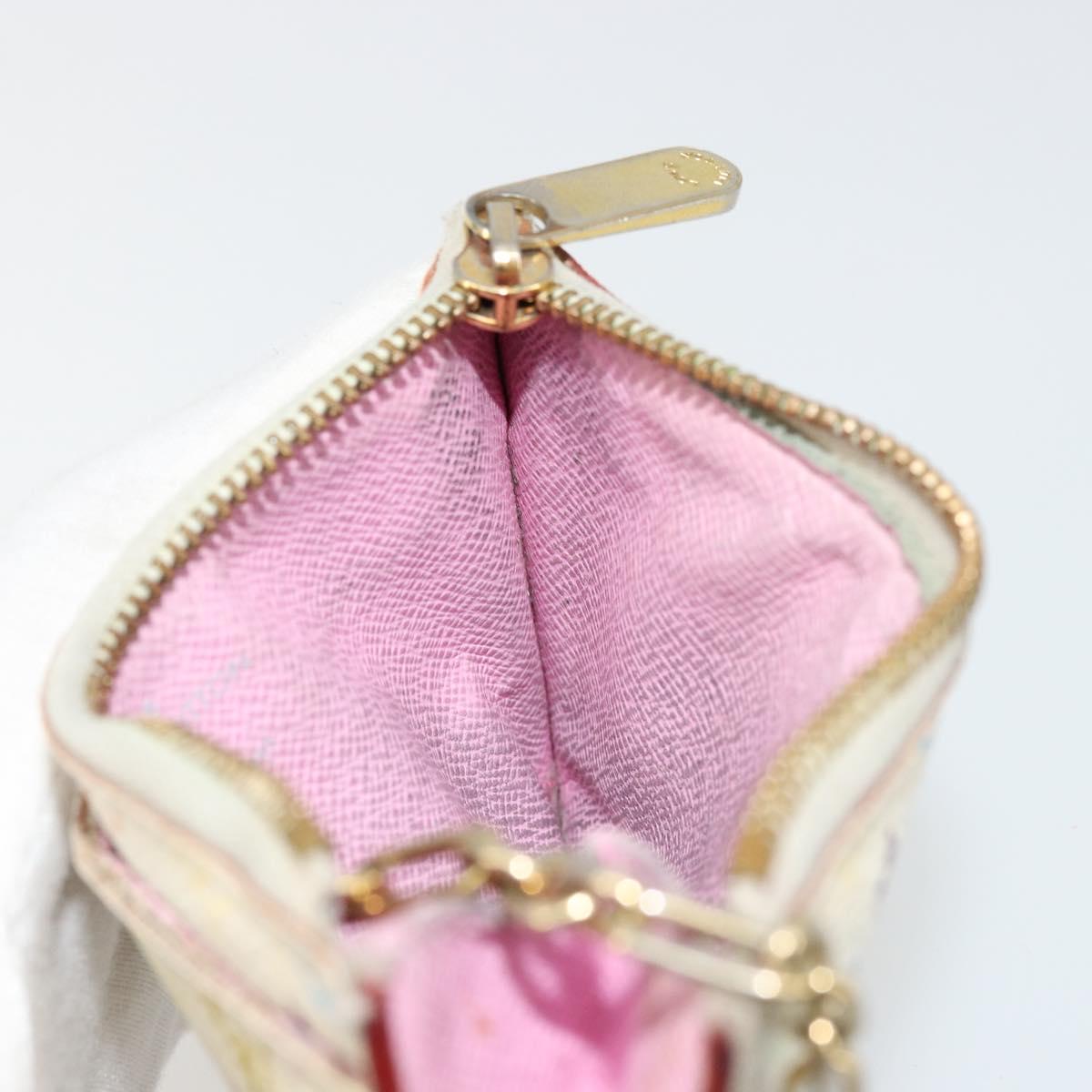 LOUIS VUITTON Multicolor Pochette Cles NM Purse White M93734 Auth 177362