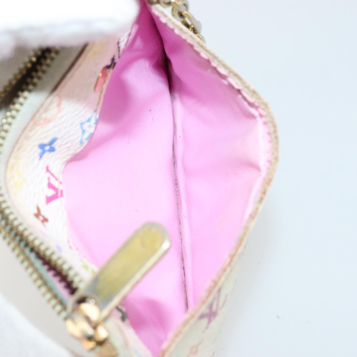 LOUIS VUITTON Multicolor Pochette Cles NM Purse White M93734 Auth 177362