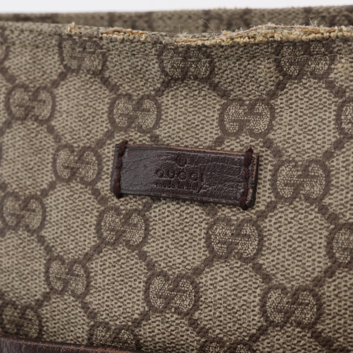 GUCCI GG Supreme Shoulder Bag PVC Beige Silver 141626 Auth 177434