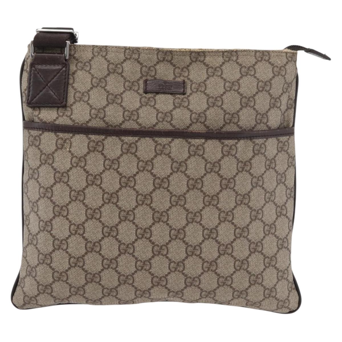 GUCCI GG Supreme Shoulder Bag PVC Beige Silver 141626 Auth 177434