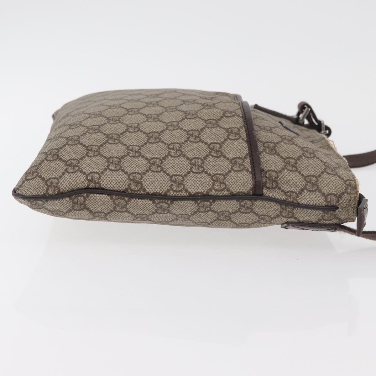 GUCCI GG Supreme Shoulder Bag PVC Beige Silver 141626 Auth 177434