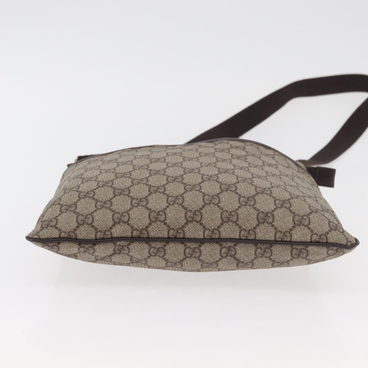 GUCCI GG Supreme Shoulder Bag PVC Beige Silver 141626 Auth 177434